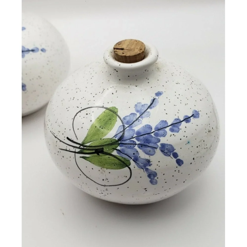 Set‎ of 3 Ceramic Bottles Lavender Design Cork Stopper Vases Home Decor